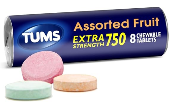 TUMS ANTACID ASSORTED FRUIT 8 CHEWABLE TABLETS EXTRA STRENGHT