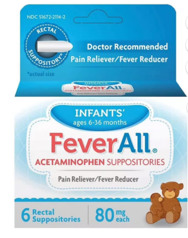 FEVER ALL SUPOSITORIOS INFANTILES 6 UNID 80 MG