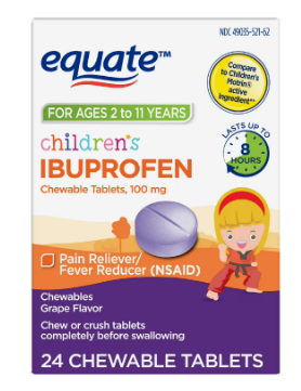 EQUATE CHILDRENS IBUPROFENO CHEWABLE 100 MG 24 TABLETS