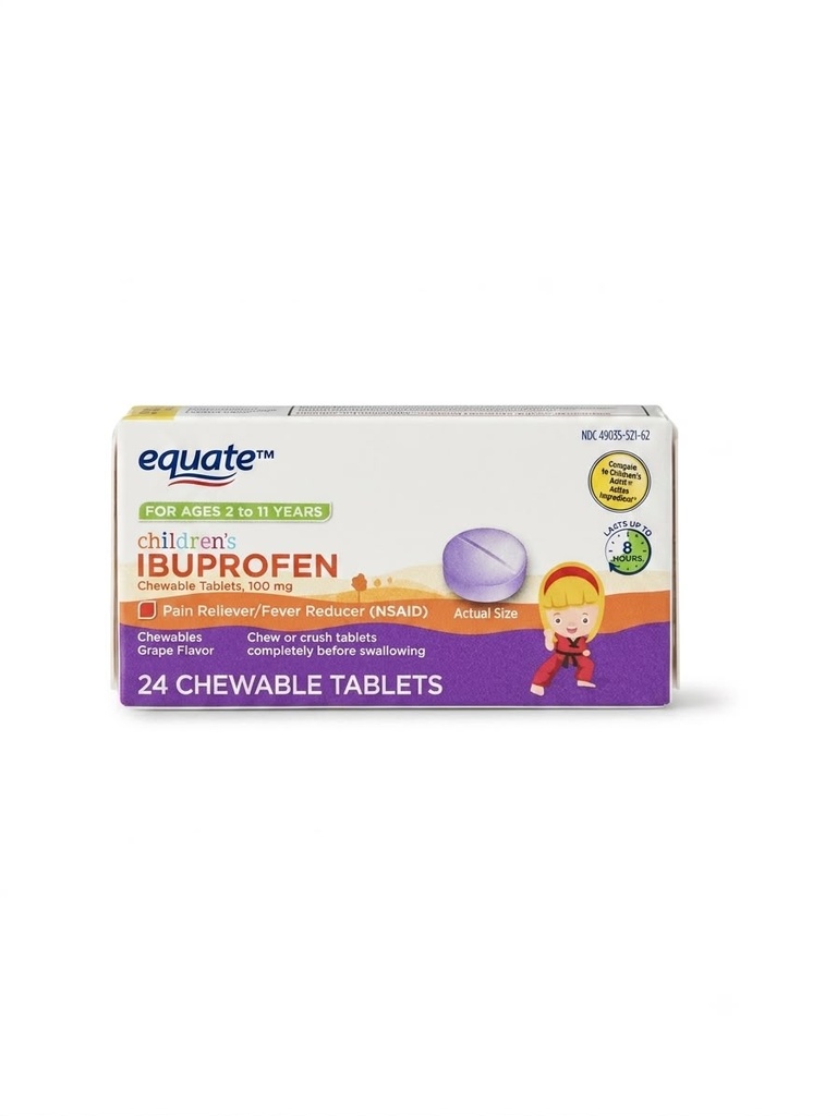 EQUATE CHILDRENS IBUPROFENO CHEWABLE 100 MG 24 TABLETS