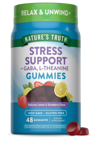 STRESS SUPPORT + GABA, L-THEANINE 48 GUMMIES NATURES TRUTH