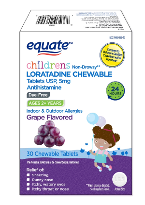 LORATADINA CHEWABLE GRAPE 30 TABLETS EQUATE