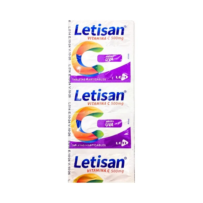 LETISAN VITAMINA C 500MG 10 TABLETAS S/UVA LETI