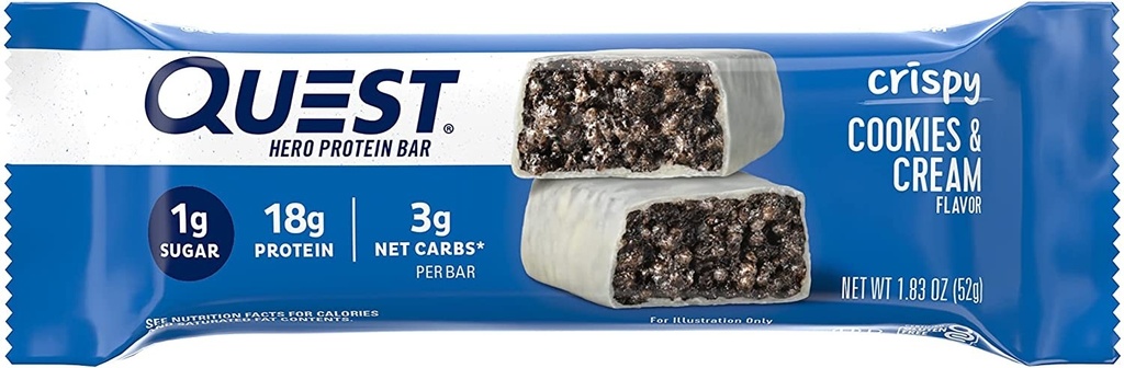 BARRA PROTEICA CRISPY COOKIES & CREAM QUEST  52 GR