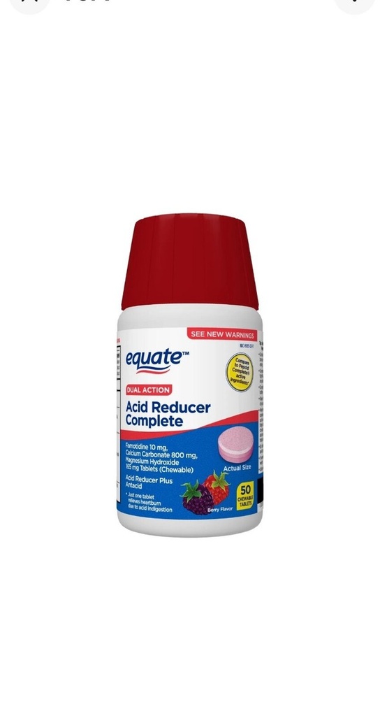 EQUATE DUAL ACTION ACID REDUCER COMPLETE BERRY 50 CHEWABLE