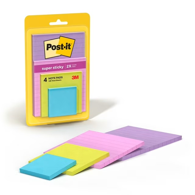 POST-IT 4 PIEZAS DIFERENTE TAMAÑO 180HOJAS