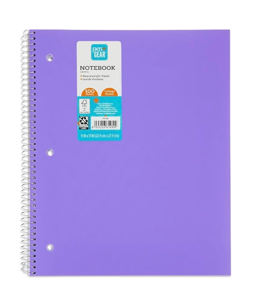 NOTEBOOK PURPLE 100 SHEETS PEN GEAR