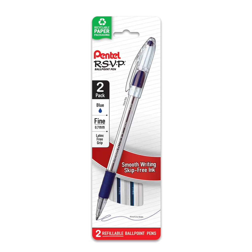 PENS BLUE 2-PC PENTEL RSVP