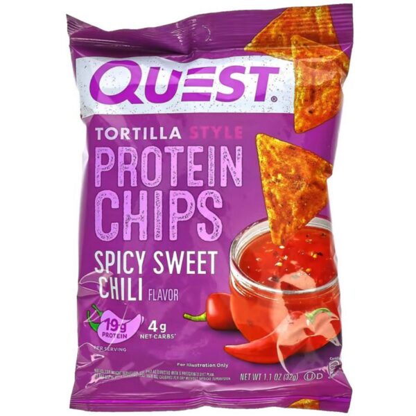 TORTILLAS STYLE PROTEIN CHIPS SPICY SWEET CHILI QUEST 32 G