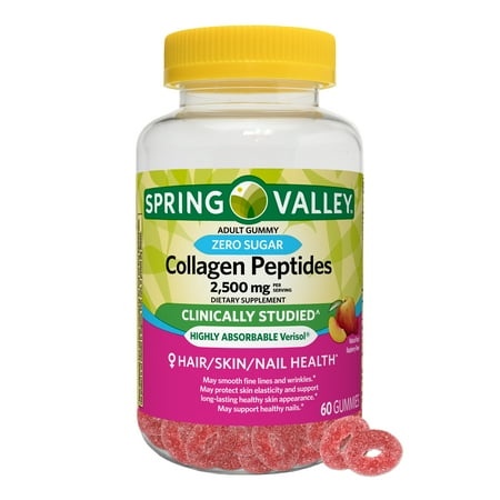 COLLAGEN PEPTIDES ZERO SUGAR 2500 MG 60 GUMMIES SPRING VALLEY
