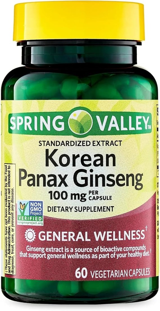 KOREAN PANAX GINSENG 100 MG 60 TABLETS SPRING VALLEY
