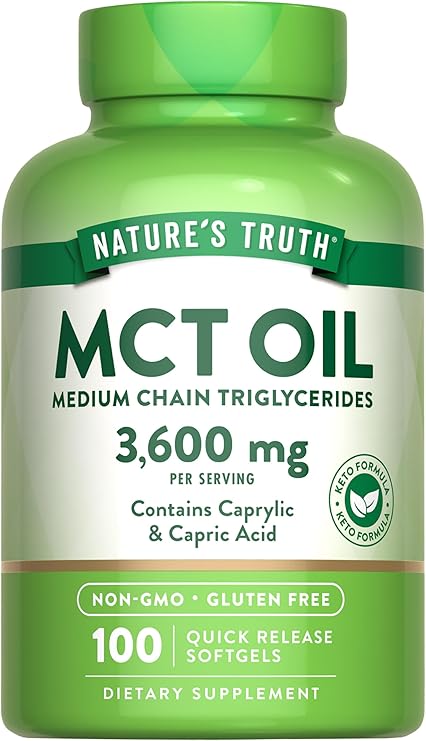 MCT OIL 3600 MG 100 SOFTGELS NATURES TRUTH