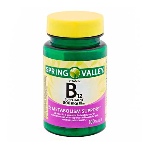 VITAMINA B12 500mg 100 TABLETS SPRING VALLEY