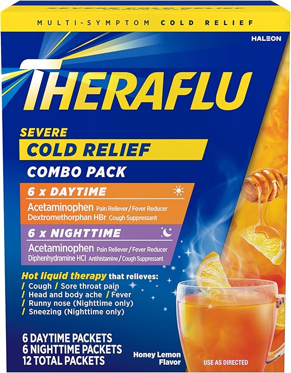 THERAFLU SEVERE COLD RELIEF COMBO PACK 12 PACKETS