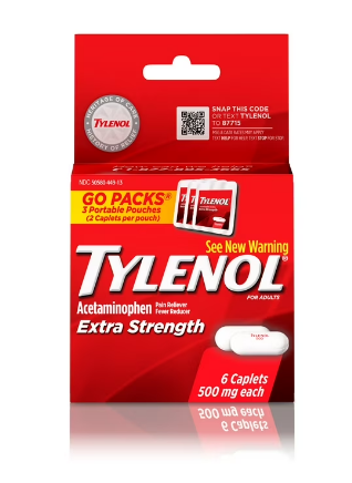 TYLENOL EXTRA STRENGTH 500 MG GO PACKS 6 CAP