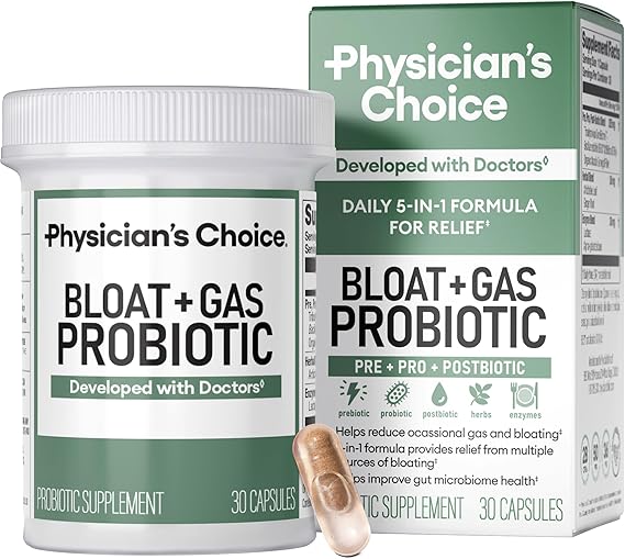 BLOAT + GAS PROBIOTIC 30 CAPSULAS PHYSICIANS CHOICE