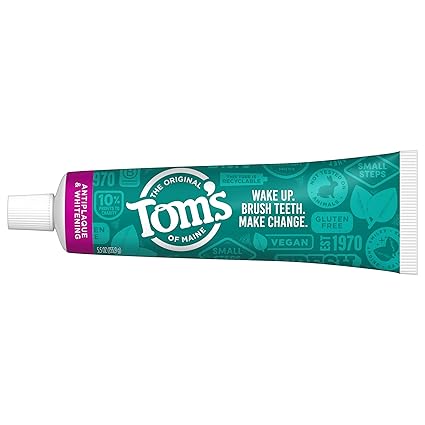 CREMA DENTAL SIN FLUOR ANTIPLACA Y BLANQUEADORA 5.5 OZ TOMS