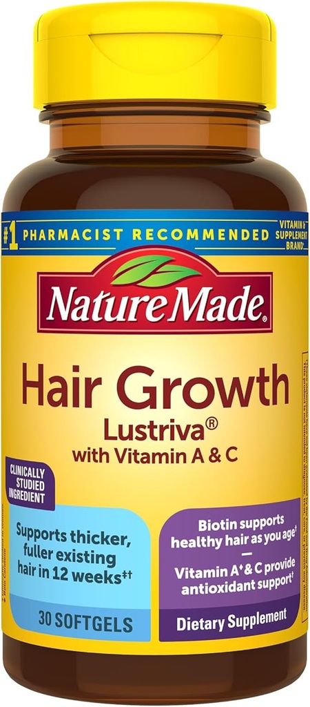 HAIR GROWTH CON VITAMINA A & C 30 SOFTGELS NATURE MADE