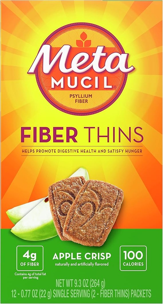 METAMUCIL FIBER THINS APPLE CRISP 4G DE FIBRA 12UND