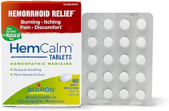 HOMEOPATHIC MEDICINE HEMORRHOID RELIEF 60 TABLETS HEM CALM