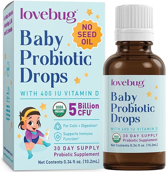 BABY PROBIOTIC DROPS 400 IU VITAMIN D 5 BILLION 20 ML LOVEBUG
