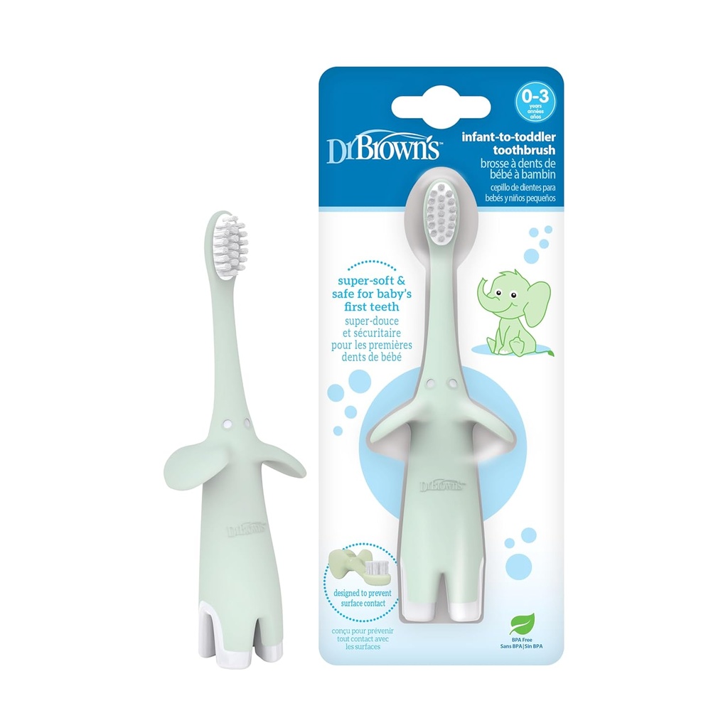DR BROWNS CEPILLO DENTAL INFANTIL ELEFANTE VERDE DE 0-3AÑOS