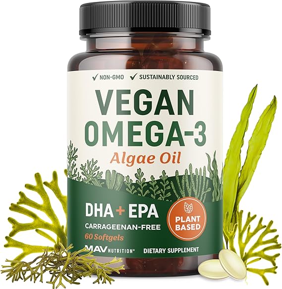 OMEGA-3 ALGAE OIL DHA+EPA 60 SOFTGELS MAV NUTRITION