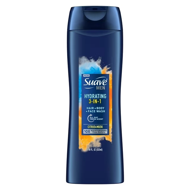 SUAVE MEN HYDRATING 3-IN1 JABON DE CABELLO, CUERPO Y CARA 532MLY