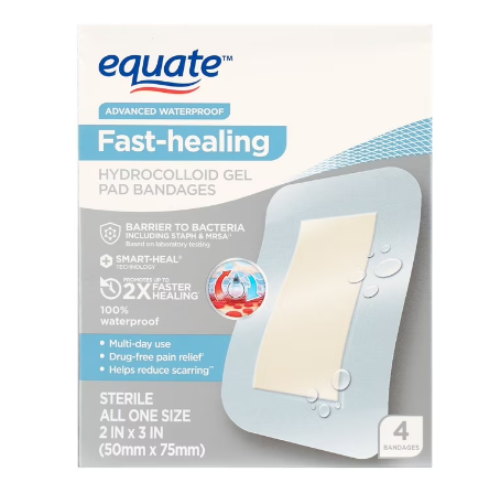 HYDROCOLLOID GEL PAD BANDAGES EQUATE 4 BANDAGES