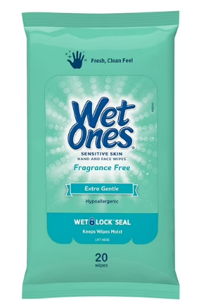 WET ONES ANTIBACTERIAL WIPES SENSITIVE SKIN 20 WIPES