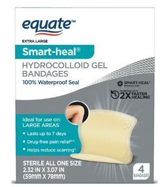HYDROCOLLOID GEL PAD SMART-HEAL BANDAGES EQUATE 4 BANDAGES