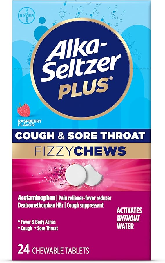 ALKA -SELTZER PLUS COUGH&SORETHROAT FIZZYCHEWS 24 TAB