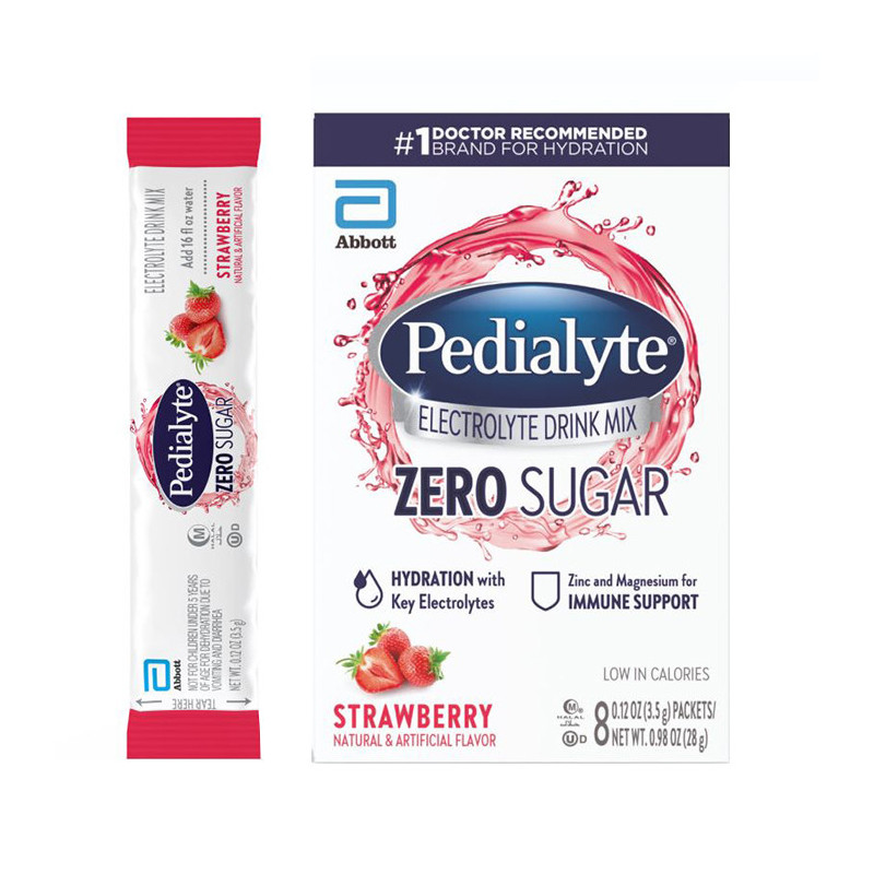 PEDIALYTE ELECTROLYTE ZERO SUGAR STRAWBERRY 8 COUNT 28G