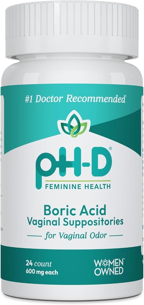 BORIC ACID SUPOSITORIOS VAGINAL 600 MG 24 COUNT PH-D