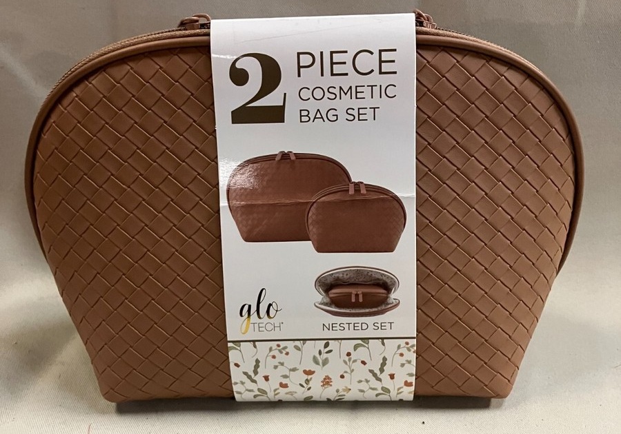SET DE BOLSOS PARA COSMETICOS COLOR CARAMELO 2UND GLO TECH