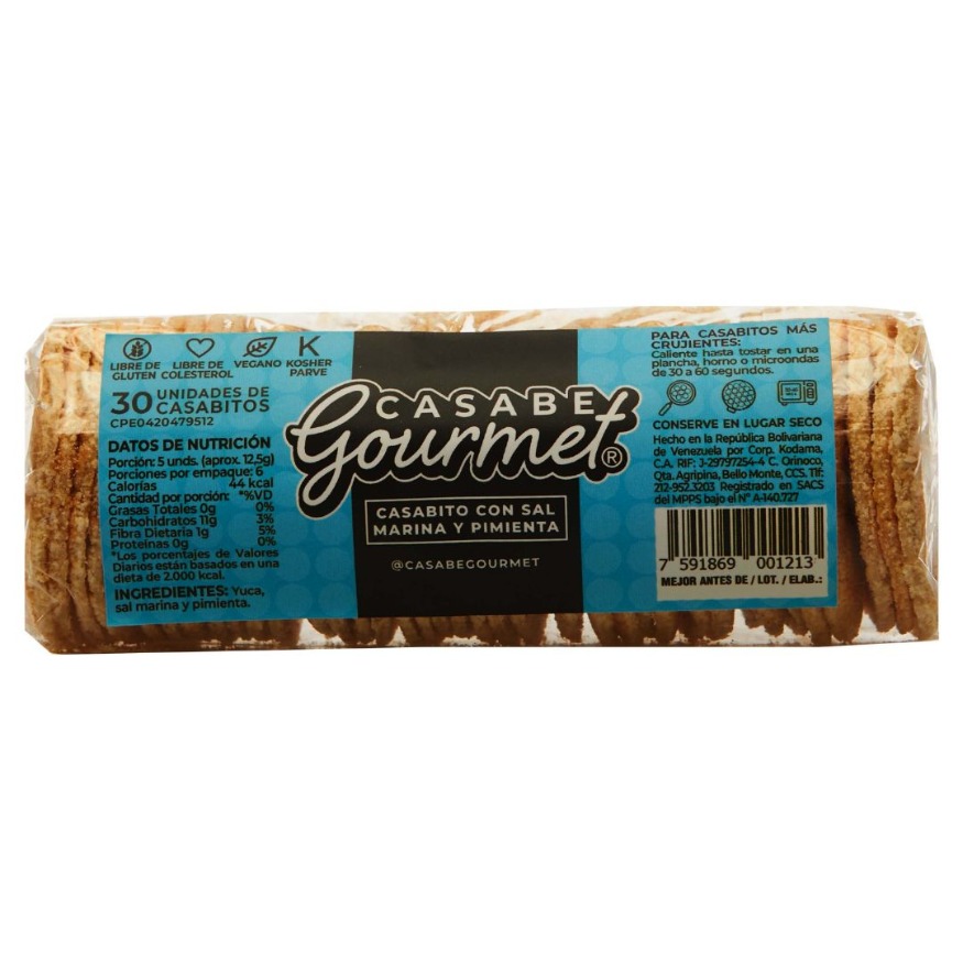CASABE CRUNCH CON SAL MARINA Y PIMIENTA 30 UNID