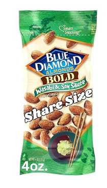 BLUE DIAMOND ALMONDS BOLD WASABI & SOYSAUCE 21 G