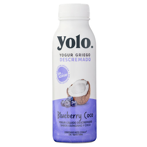 YOGURT GRIEGO LIQUIDO DESCREMADO BLUEBERRY COCO YOLO 200 ML