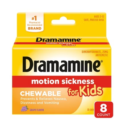 DRAMAMINE MOTION SICKNES KIDS GRAPE FLAVOR X 8 CHEWABLE