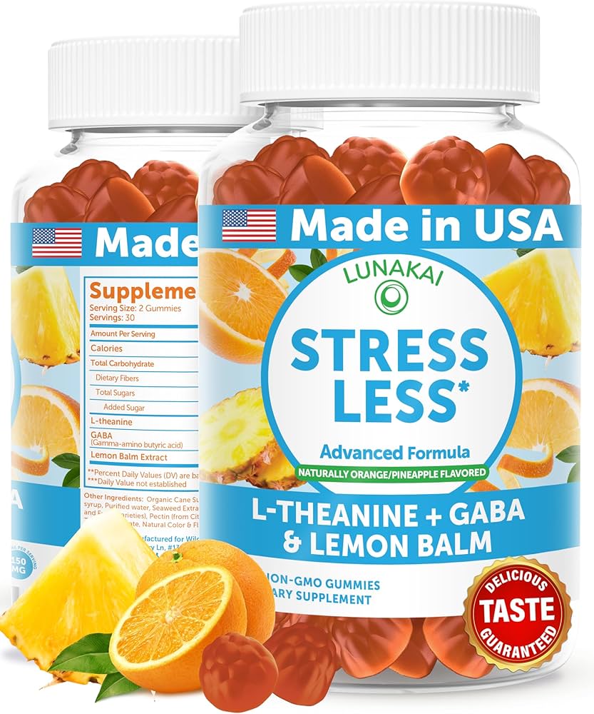 STRESS LESS L-THEANINE + GABA X 60 GUMMIES LUNAKAI