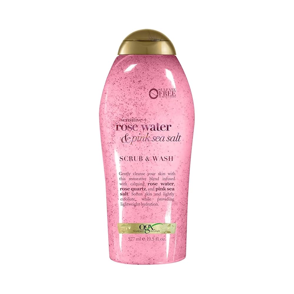 ROSE WATER & PINK SEA SALT SCRUB & WASH OGX 577 ML