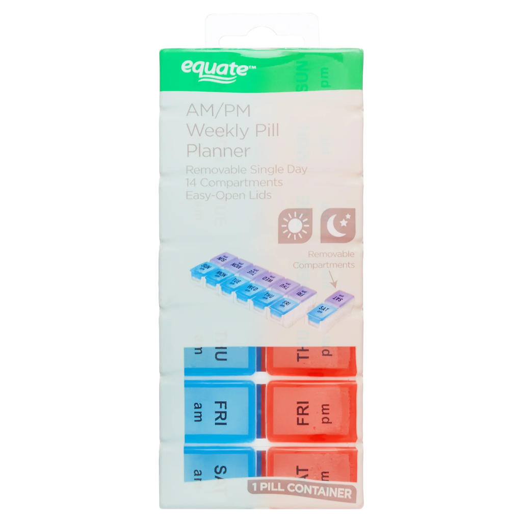 PASTILLERO SEMANAL AM - PM 14 COMP PEQUEÑO EQUATE