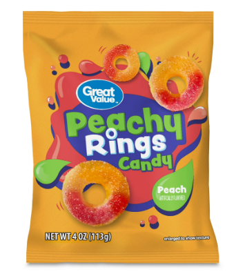 GOMITAS GREAT VALUE PEACH RINGS CANDY 113 G