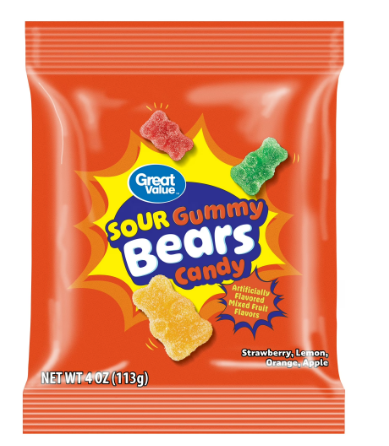 GOMITAS GREAT VALUE SOUR BEARS CANDY 113 G