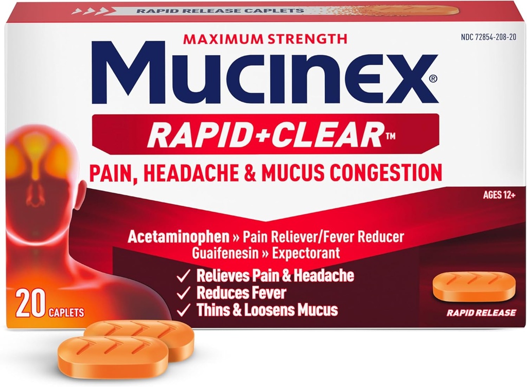 MUCINEX RAPID + CLEAR MAXIMUM STRENGTH 20 CAP