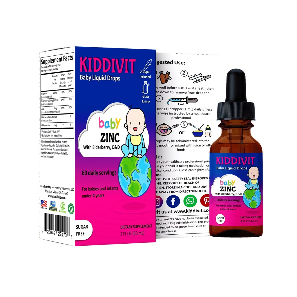 KIDDIVIT BABY ZINC LIQUID DROPS 60 ML