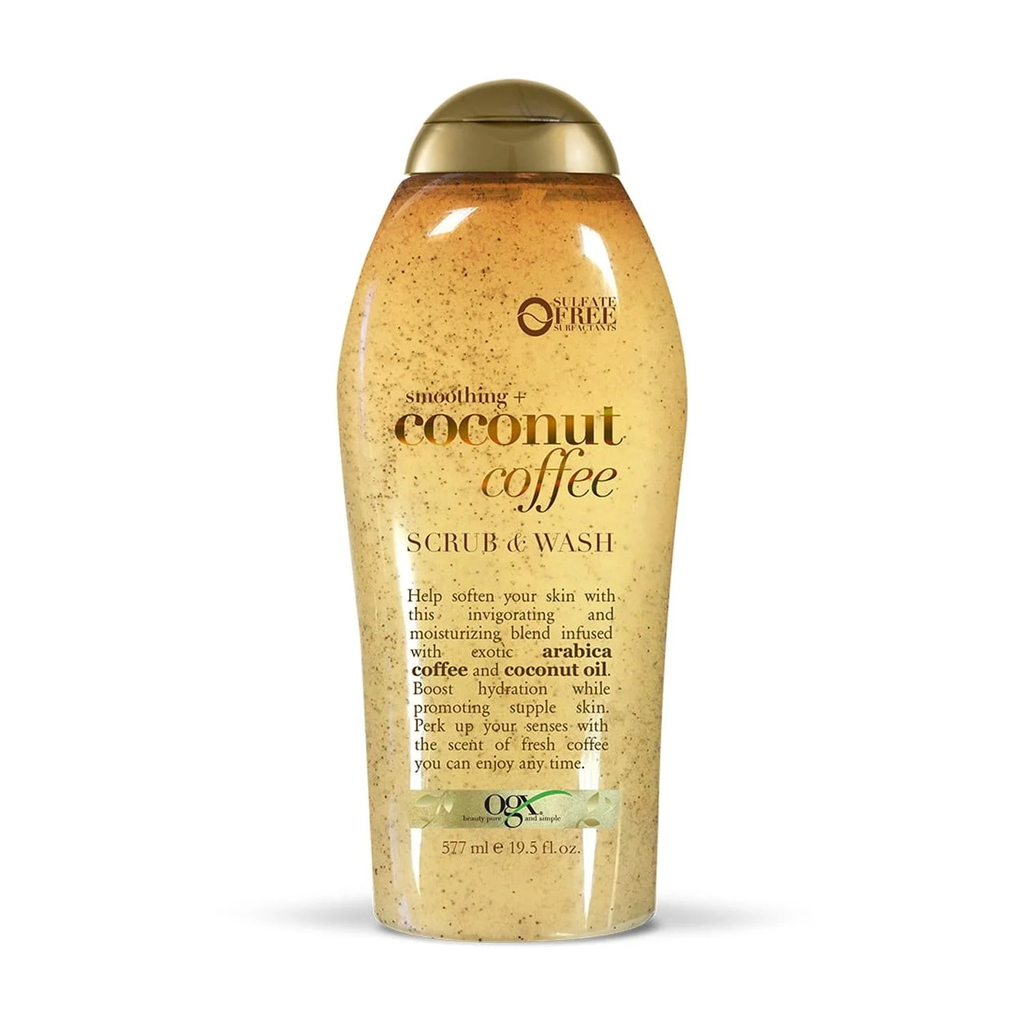 SMOOTHING & COCONUT COFFE SCRUB & WASH OGX 577 ML