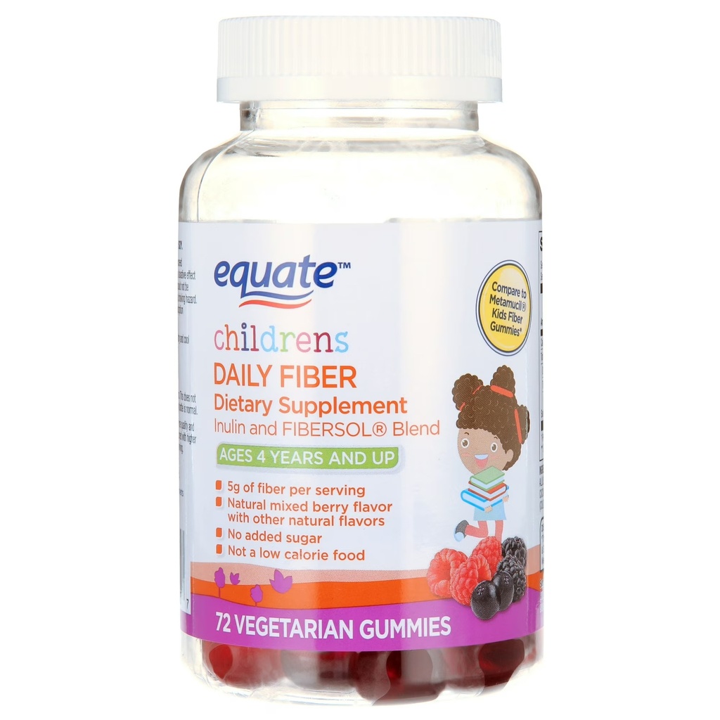 EQUATE CHILDRENS DAILY FIBER DIETARY SUPPLEMENT X 72 GUMMIES