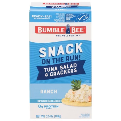 SNACK ON THE RUN TUNA SALAD & CRACKERS RANCH BUMBLE BEE 100 G