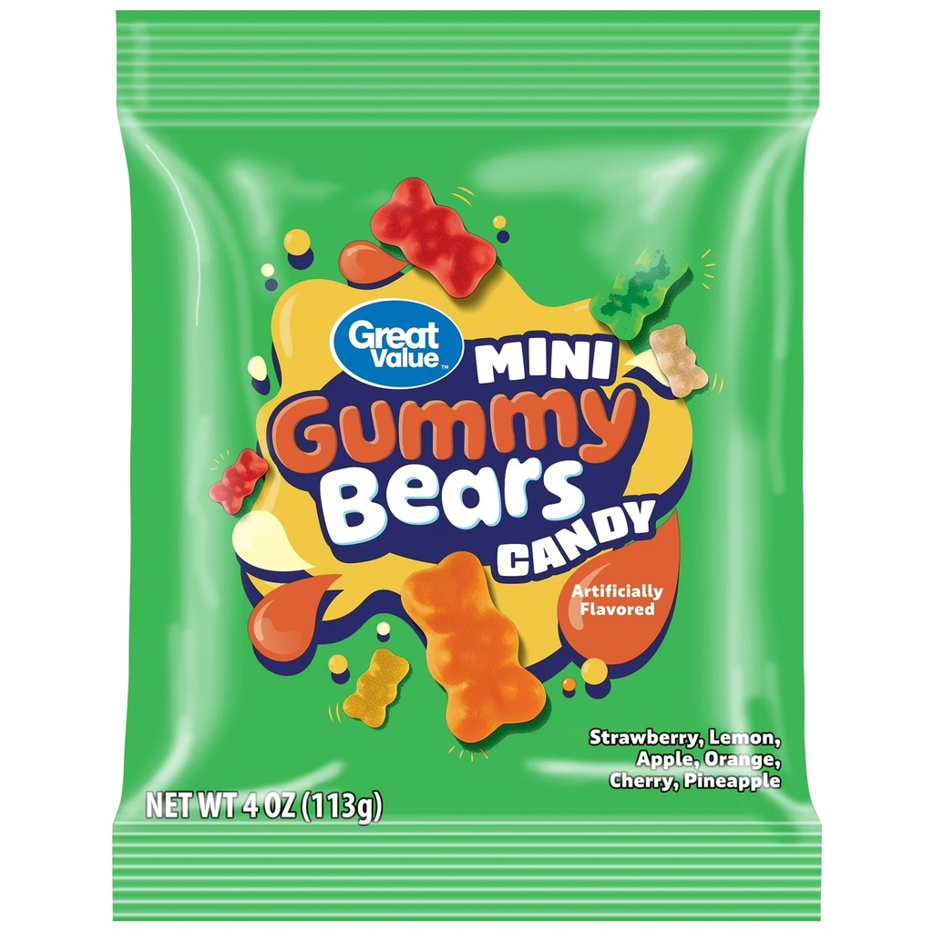 MINI GUMMY BEARS CANDY GREAT VALUE 113 GR
